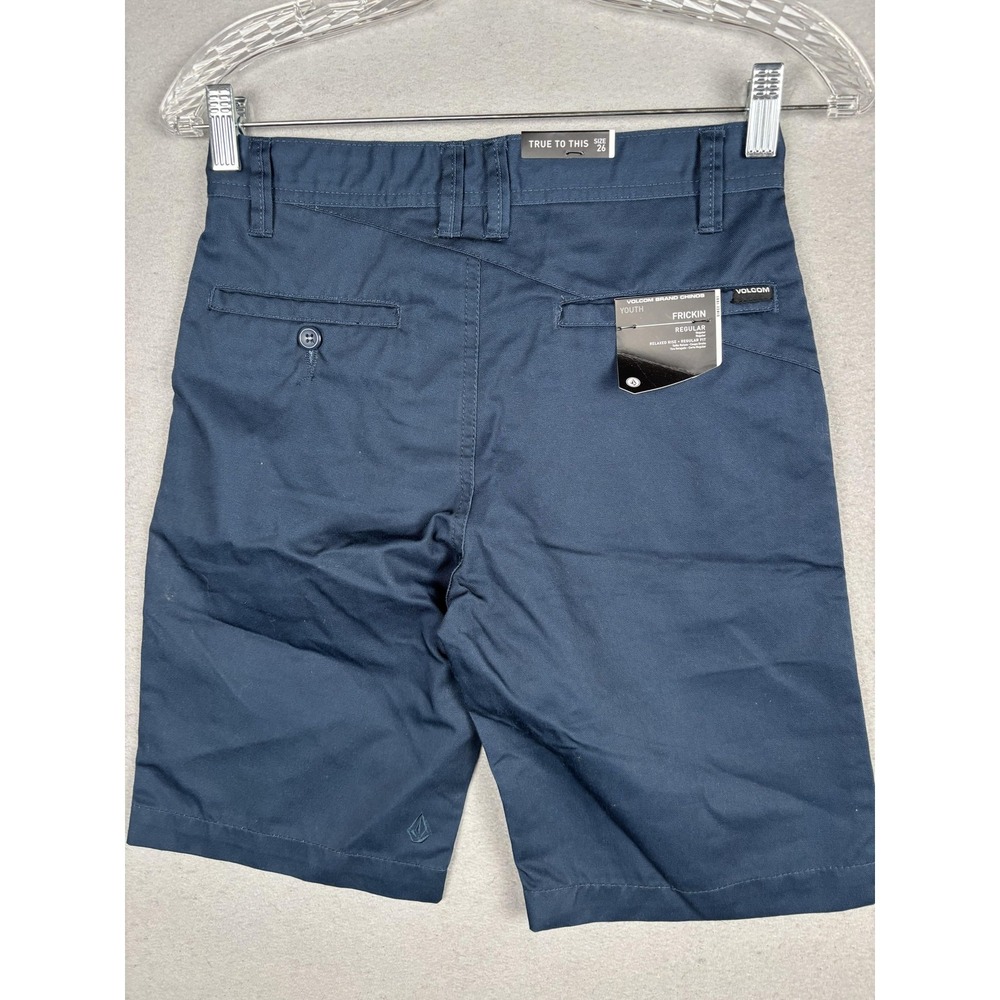 Volcom Frickin Chino Shorts Kids Blue Youth 26 Waist Regular Fit C0911800